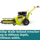 600mm Walk Behind Trencher 15HP Petrol Ditch Digger