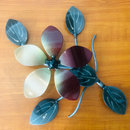 Decor Metal Art Flower with Leaves. Fitting Screws Included. 