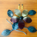 Decor Metal Art Flower with Leaves. Fitting Screws Included. 
